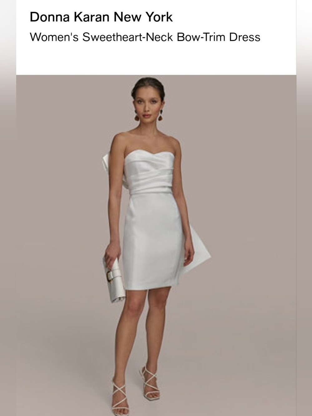 Donna Karan Strapless Sweetheart White Cocktail Dress